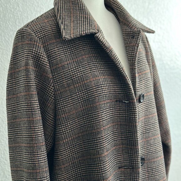 Abercrombie & Fitch Plaid Wool Blend Coat Size Large - Picture 4 of 7